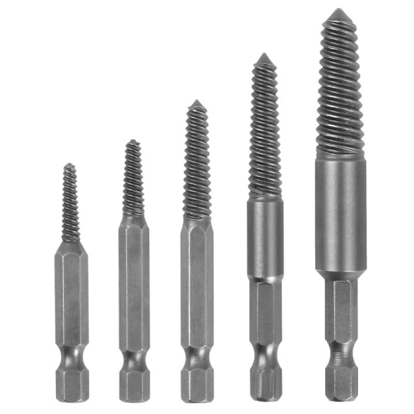 Screw Drill Bits, Stud Removal Tool, 5pcs Broken Screw Extractor Hex Shank Fine Teeth Damaged Bolt Removal Tool