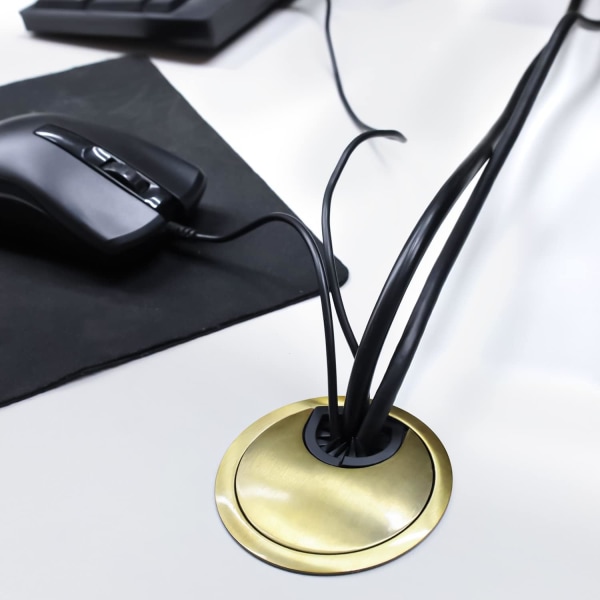 2-stykke Noble 60 mm kabelforskruning - kabelhulsdæksel til skriveborde, skriveborde og arbejde