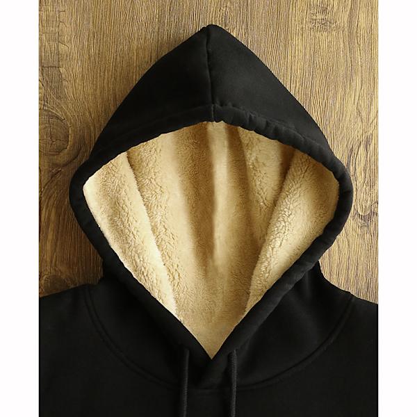 Dames Casual Vinter Varm Fleece Sherpa Foret Jakke Hættetrøje Tyk Pullover Plus Med Lommer（Størrelse：L）