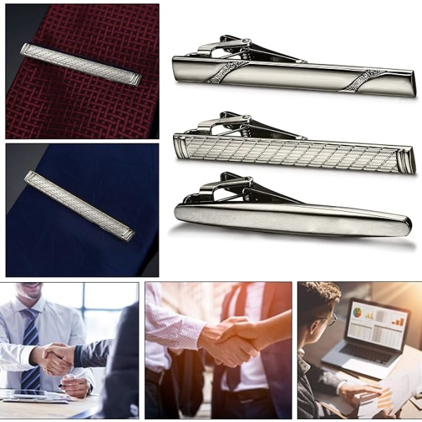 3 Pcs Tie Clips for Men Tie Bar Clip Set for Regular Ties Necktie Wedding B