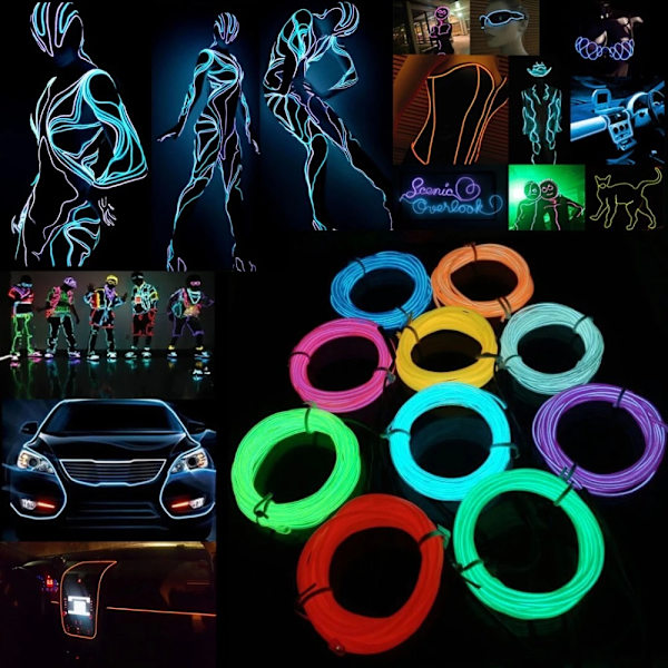 Bil LED-inredning Strip Light 3m Neon String Lights Glowing Ambient