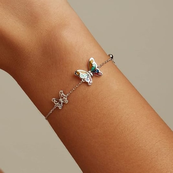 Perhosen tähti- ja kuurannekoru 925 Sterling Sliver 14K kultaa