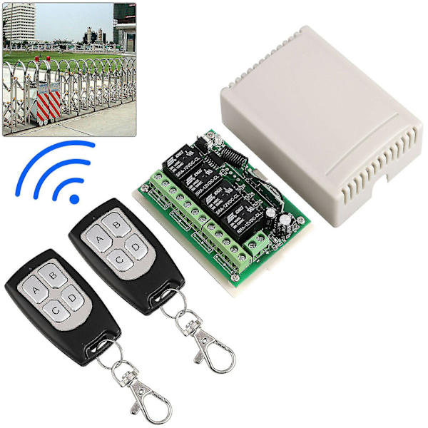 443MHz 4-kanavainen langaton RF-kaukosäädinrelekytkin 2 vastaanottimella