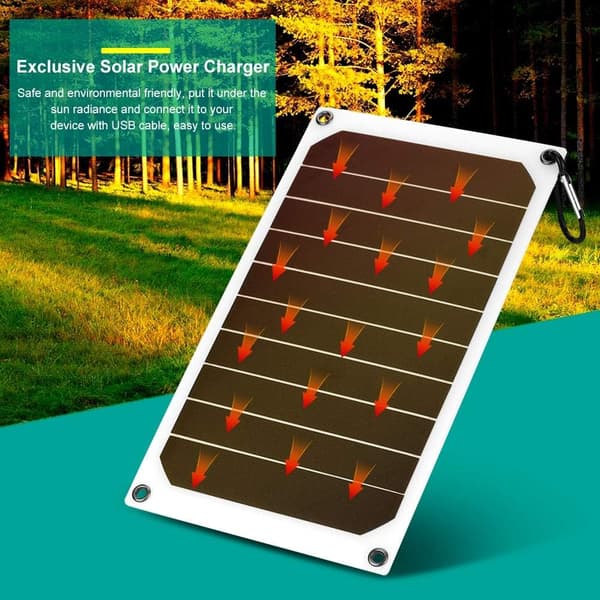 Solcellepanel, 10W 5V solcelleladere kompatible med mobiltelefoner, solcellepanel, IP64 vanntett utendørs solcellepanellader