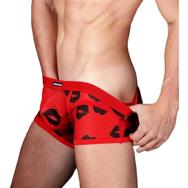 Herreunderbukser Mesh Åndbar Trunk Low Rise Cool Boxers (L ,rød）