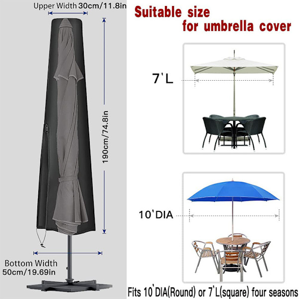 Patio Paraplyovertræk til udendørs, vandtæt Oxford Heavy Duty Fabric Umbr