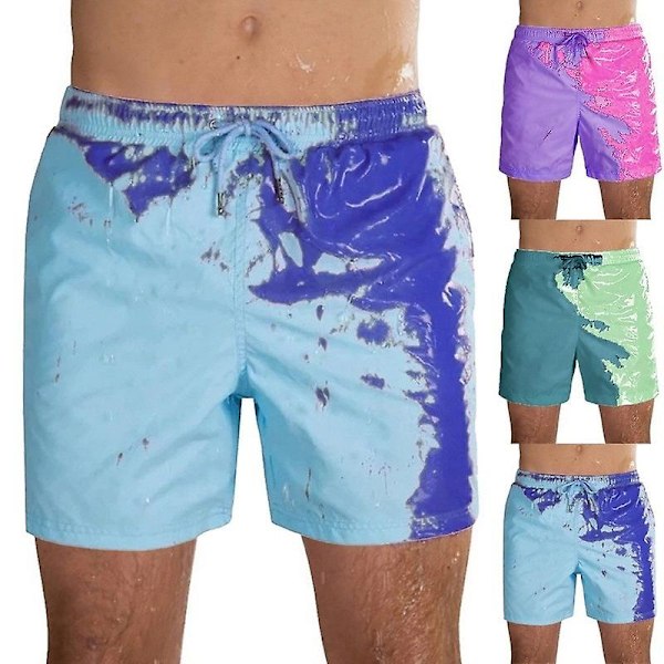Magiska färgförändrande badshorts för män, badbyxor, badkläder, snabbtorkande