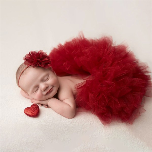 Baby Tylli Tutu -hame ja kukkainen set vastasyntyneen valokuvaustarvikkeena