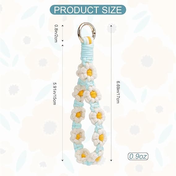 Boho Makrame Nøglering Armbånd Nøglering Vævning Eksklusiv Nøglering H
