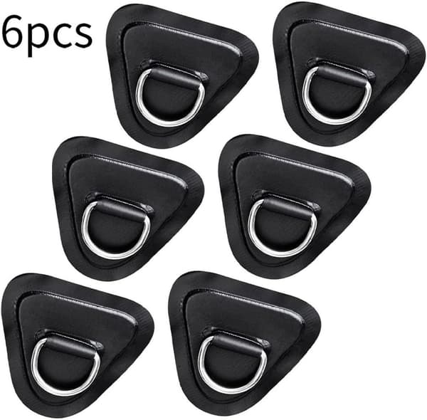Gcroet rustfrit stål lap, oppustelig lap, båd d lap, time lap, kajak, kano d ring, PVC lap tilbehør, 6 stk. sort
