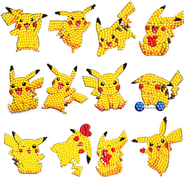 Diamond Painted Pikachu, 12-pak