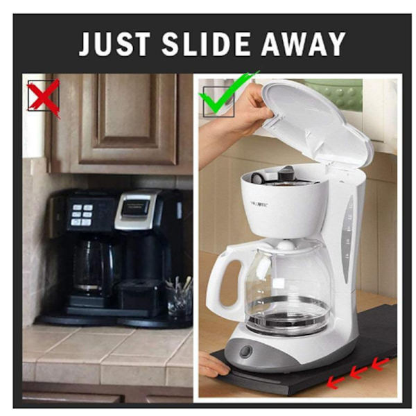 Skydebakke til kaffemaskine 30 cm, 12'' ~ 21'' under skabet bordplade kaffemaskine skyder rullende vogn til køkken små apparater (2 pakke sort)