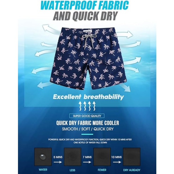 Badbyxor för män med snabbfintorkande badshorts med meshfoder, roliga badkläder