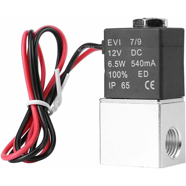 Magnetventil, 12V DC 1/4\" 2-vejs normalt lukket 1,2 MPa pneumatisk aluminium