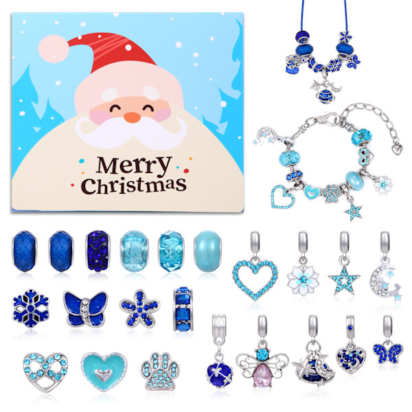 Julkalender 2024 för Flickor - 24 Dagar Julnedräkning Julkalender Armband Halsband DIY Gör-Det-Själv-Kit Charm Smycken Julklapp