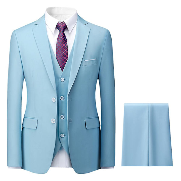 Herresæt 3-delt Business Casual Hakket Revers Regular Fit Bryllupssæt J