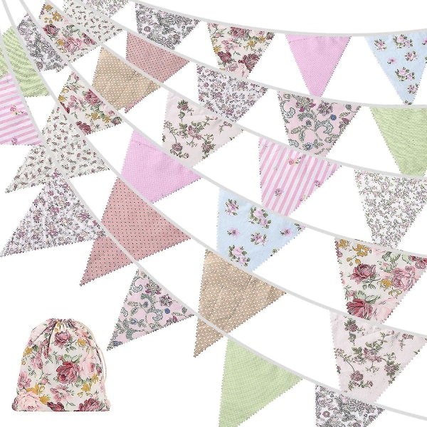 Tyg vimplar, utomhus vimpel banner, blommig vintage bomulls triangel flagga