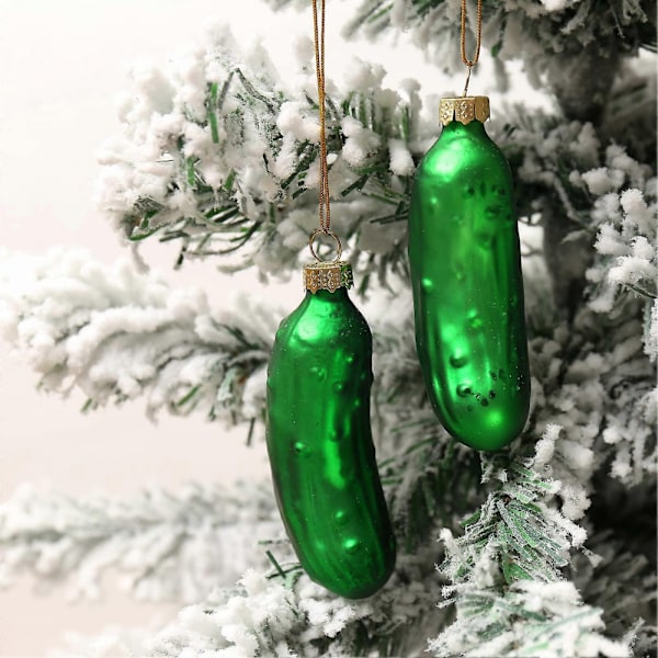 4 st Glasgurka Ornament Traditionella Julhängen Glasgurka Julgransprydnader Hänge Julgransdekorationer