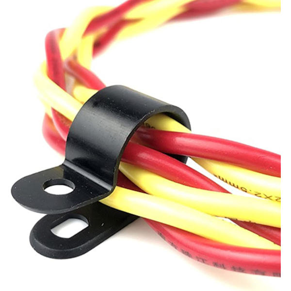 200 st Nylon Kabelbindningar-R, P-klämmor Nylon Plast Rörklämmor, Ø 5/6/9/12/19/28mm