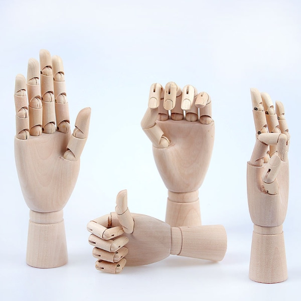 1 st trähandmodell 7 tum träkonstnär ritning manikin artikulerad mannekäng höger hand flexibel figur handmodell konst skissmålning för hemmakontorsdekoration (stängd stil)