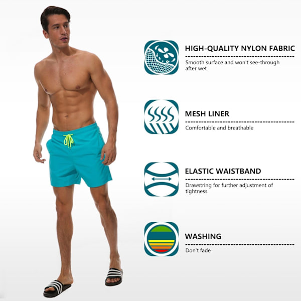 Badbyxor för män Snabbtorkande badshorts med fickor, 2XL
