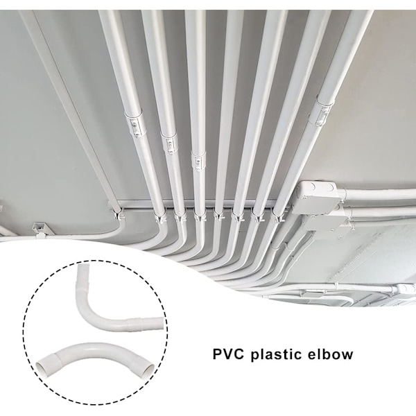 Erityiskulmat eristysputkelle, 2 kpl PVC-päällysteisiä sähköputkia, sähköputken kaapelikanava seinäasennukseen, putken kulmat ulko- ja sisätiloihin, 20 mm