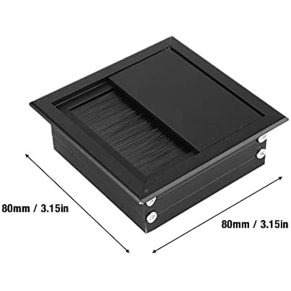 2 stk. 80X80mm firkantet børstet aluminiumlegering kabelboks (sort design)