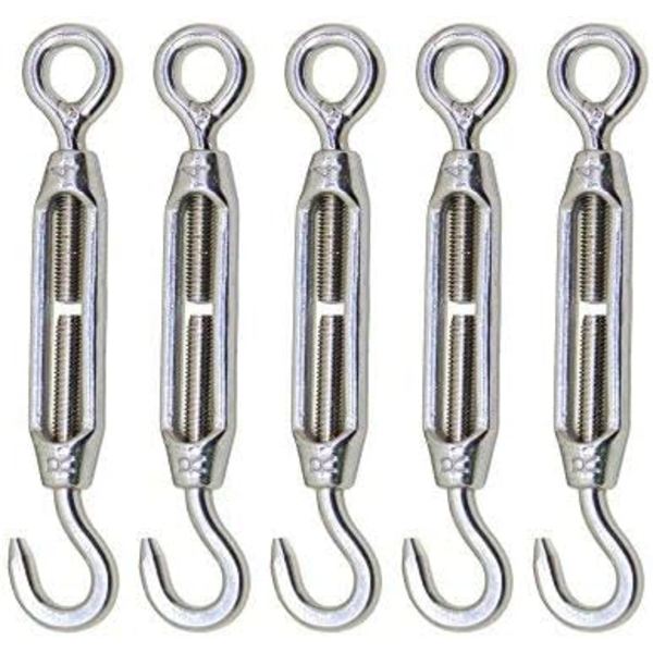 Wire Rope Cable M4 304 Rustfritt Stål Hook & Eye Rope Tensioner Tension Pack of 5