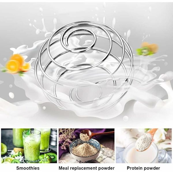 4 stk. rustfrit mikserbold, stålproteinblander, til blanding af protein, blandede drikkevarer, proteinbolde, sportsblander, fitness, shaker, proteindrikke longziming