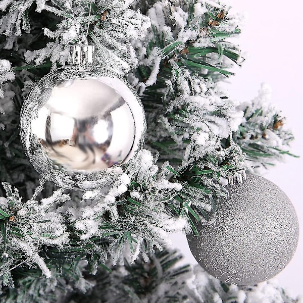 Set med krossfria julgranskulor för julgran, silver