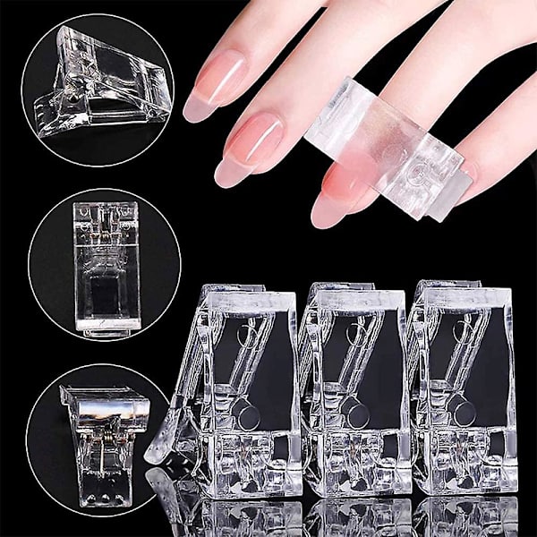 Gel Byggnads Nagelspetsar Klämma Transparent Förlängning Klämma Nagelspetsar Klämmor