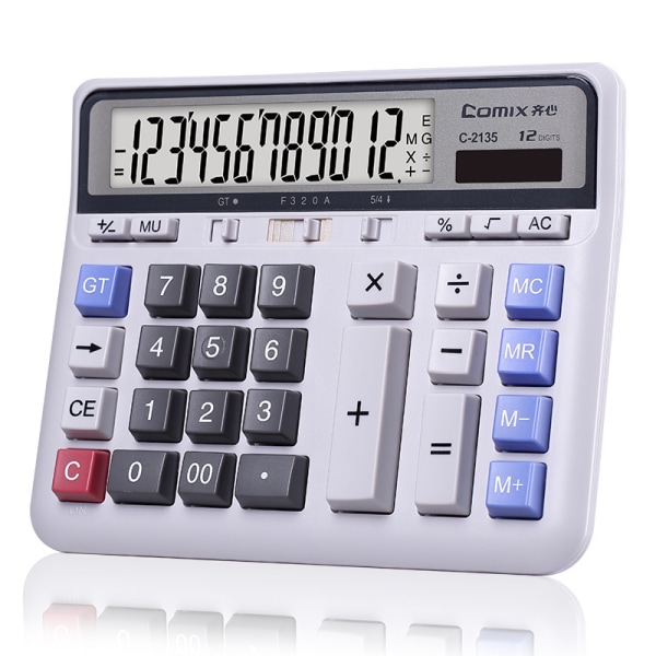 Desktop-kalkulator 12-sifret med stor LCD-skjerm og følsom knapp, så