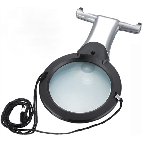 Chest Mounted Magnifying Glass 2.5X Large Lens 6X Small Lens for Neck Protection Portable Office Miscellaneous with 2 LED Lights Knitting Embroidery