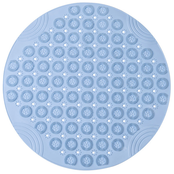 PVC-pyöreä hierontatyyny, liukumaton suihkumatto, kylpyhuonematto, konepestävä suihkumatto, kylpyammematto, jossa on tyhjennysreiät ja imukupit, 55x55cm, sininen
