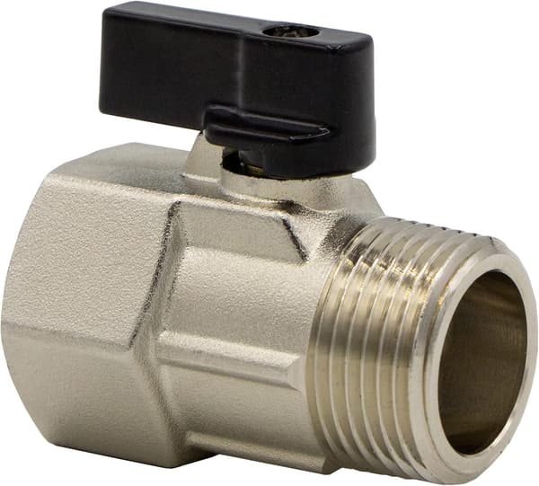 1/2\" IG x 1/2\" AG Mini Kulventil, Krom