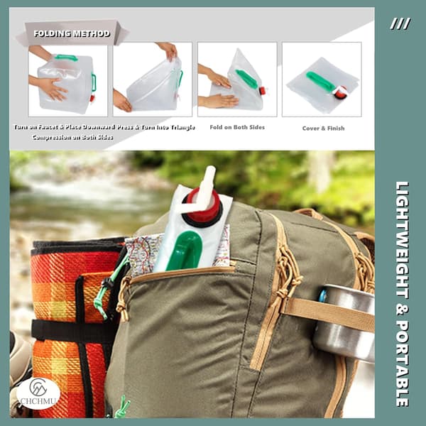 Sammenklappelig vandbeholder Foldbar vandopbevaringspose med taphane, 20 L Fo