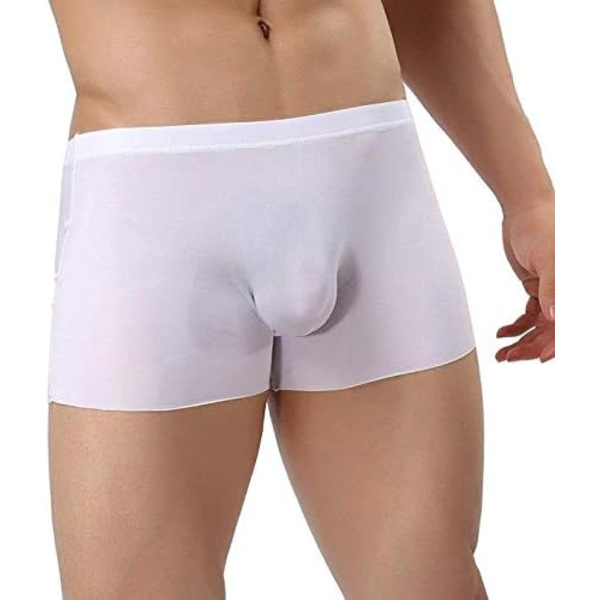 Digital baby Men's Traceless Underwear Ice Silk Boxer Brief Sexy See-Through Transparent Briefs 3pcs