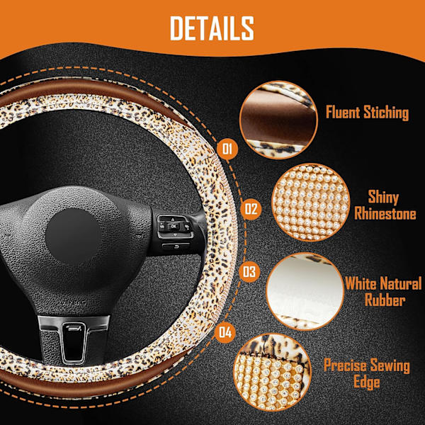 Diamant Rattmuff med Bling Rhinestones Leopardmönster Läder