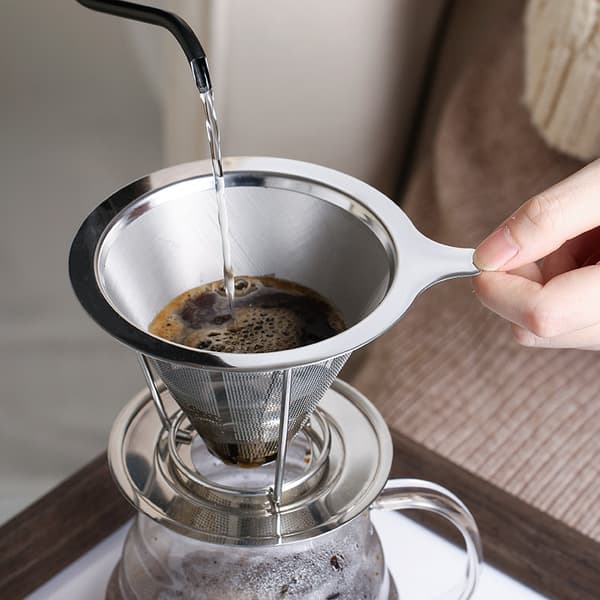 2 stk. Papirløst permanent kaffefilter i rustfritt stål 12*8cm