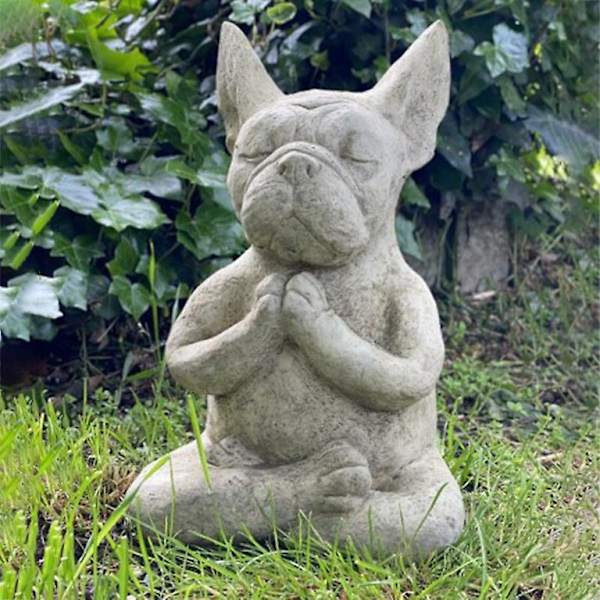 Udendørs Fransk Bulldog Have Statue Meditation Resin Håndværk Hund Mindesmærker D