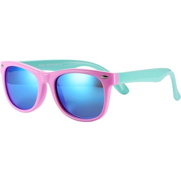 Rosa gummi, fleksible polariserte solbriller for barn i alderen 3-10 år