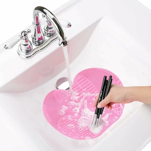 Rensebørste til rengøring af makeupbørste Rengøringsmåtte Scrubber Board (Pink