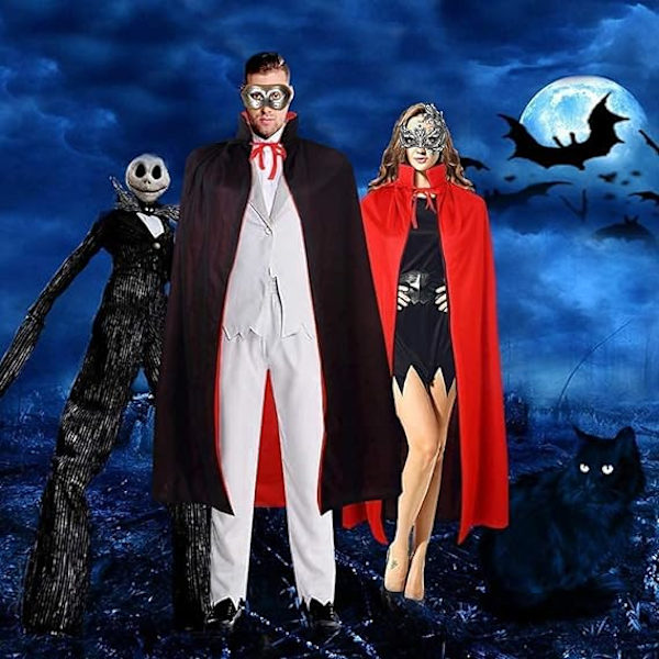 Musta punainen kääntyvä mekko goottilainen piru merirosvo vampyyri demoni 47.2 4\" viitta