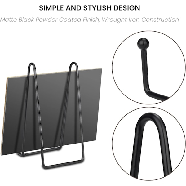 4 stk. metallrammebraketter plateholdere for display display bokstativ dekorativ bokstativ bokstativ svart bokfotodisplaystativ, 7,6 * 8,5