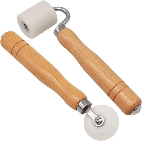 Set med 2 tryckrullar Tapet Rulle Sy Hand Tryckrulle Trä