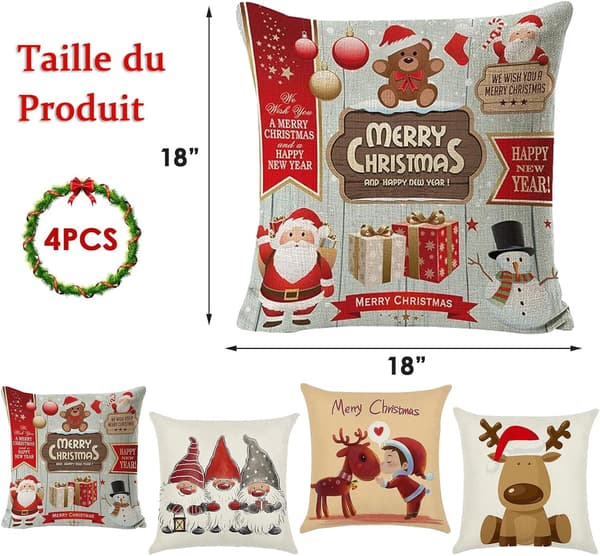 Set med 4 julkuddfodral - Linne Heminredning 45x45 cm