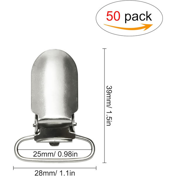 25mm sugeclips i metal til suttekæde, sutteklips, babyclips, seler