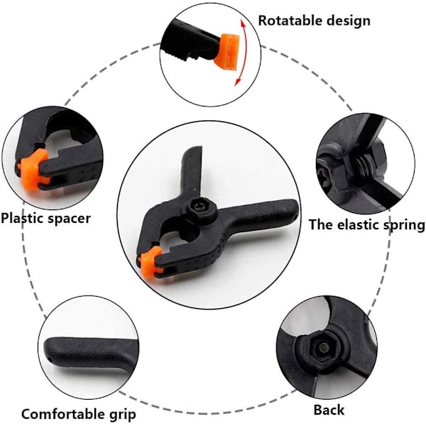 20 stk. Mini fjederklemmer - Små klemmer 70mm DIY plastik fjederklemme til P