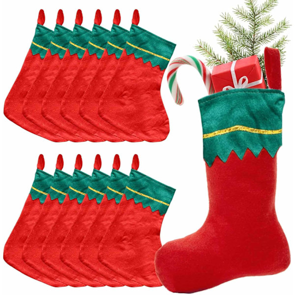 Julstrumpor, Julstövlar, 12 stycken Julstrumpor, Julstrumpor för Fyllning och Hängande Presenter för Juldekoration Eldstad