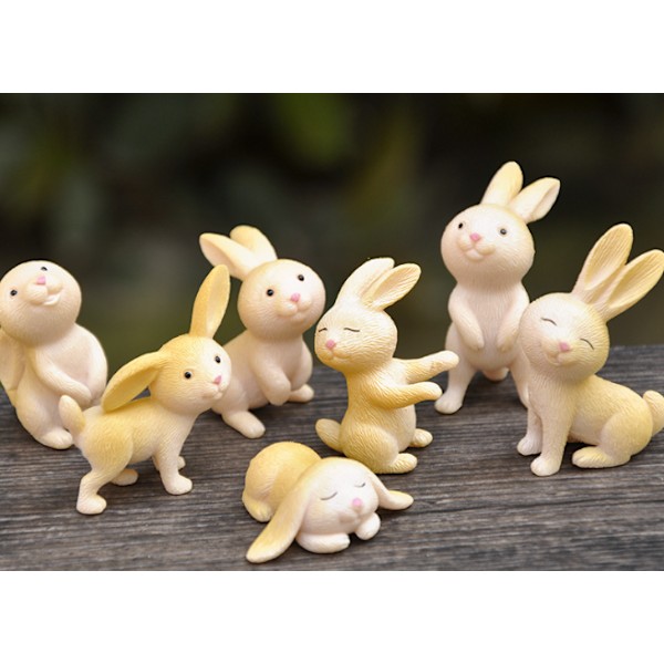 Pieces Mini Kaninfigurer Kanin Dekorationer Mini Påskekaninfigurer Dekorative Harpikskaniner Kan Bruges til Kagedekoration Påskedekoration